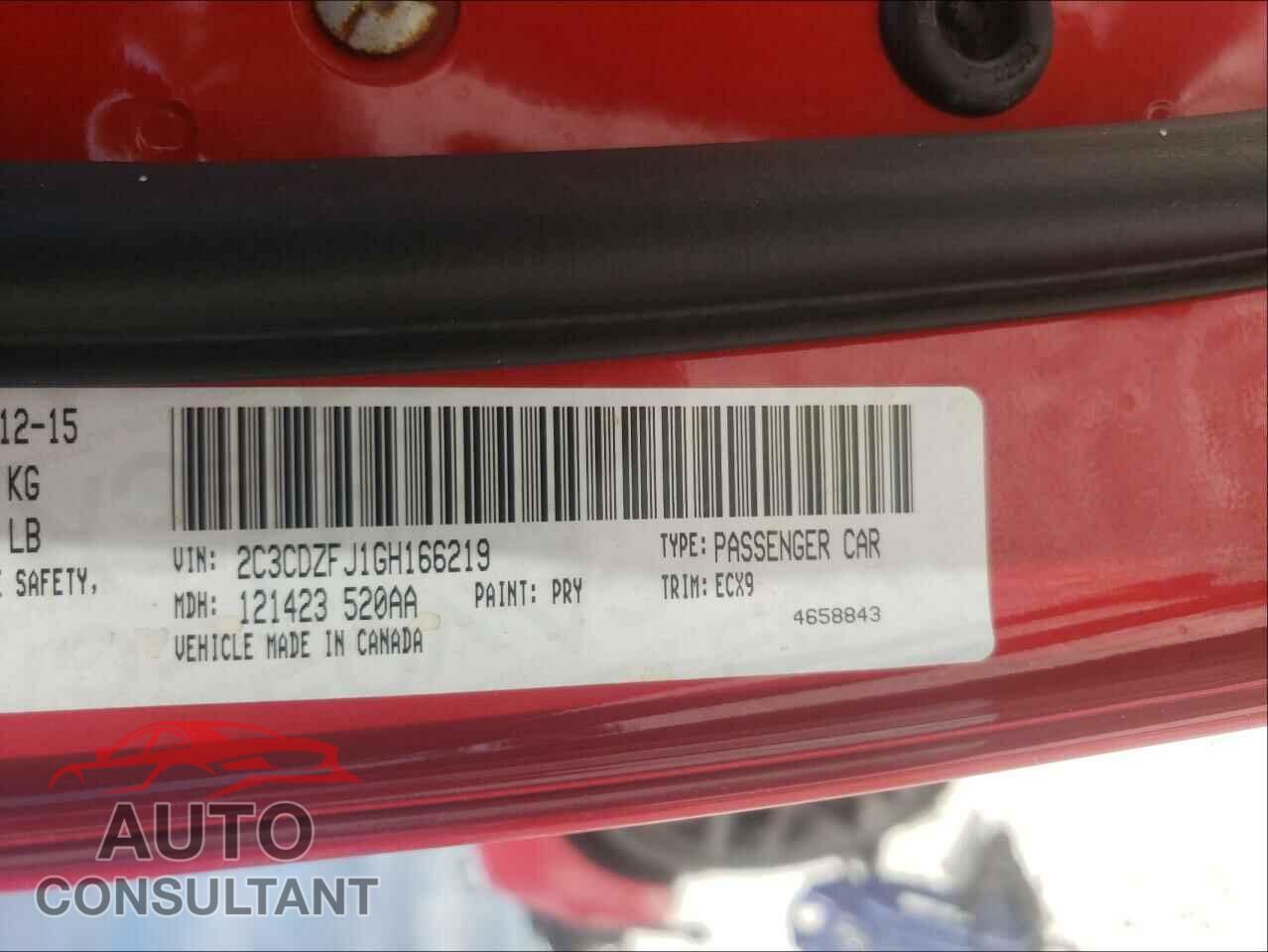 DODGE CHALLENGER 2016 - 2C3CDZFJ1GH166219