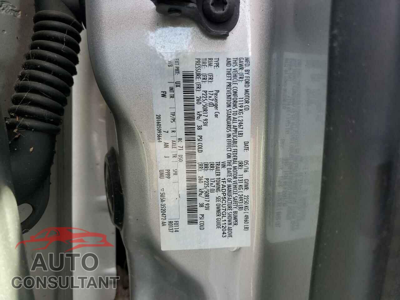 FORD CMAX 2016 - 1FADP5CU7GL112043
