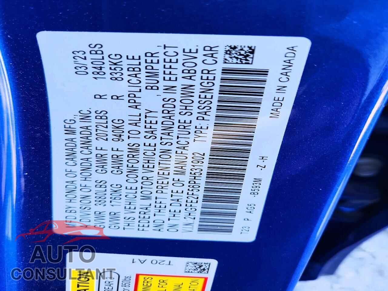 HONDA CIVIC 2023 - 2HGFE2F56PH531902