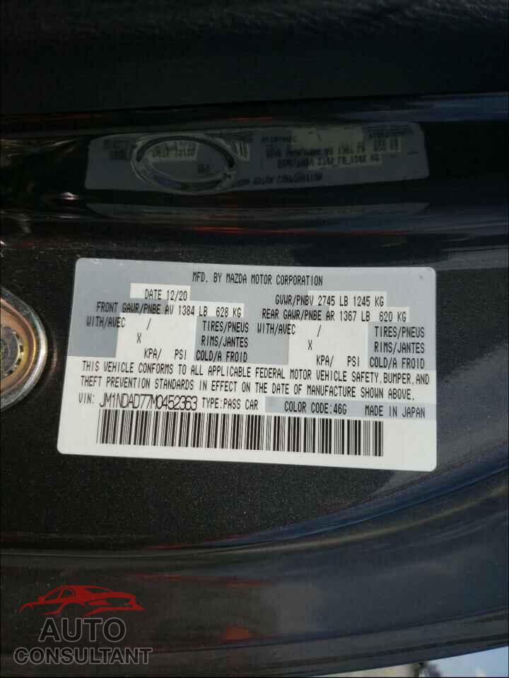 MAZDA MX5 2021 - JM1NDAD77M0452363