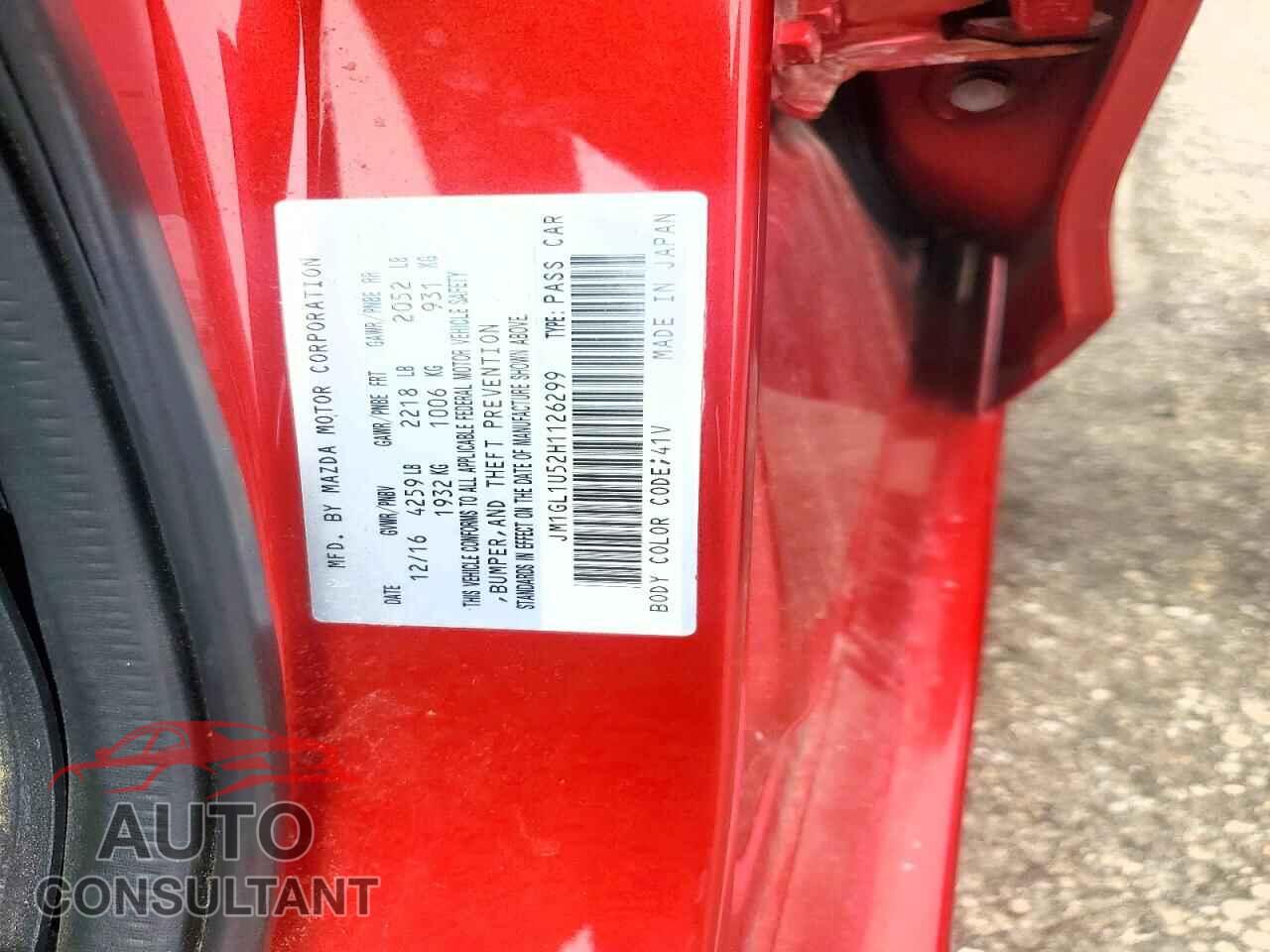 MAZDA 6 2017 - JM1GL1U52H1126299