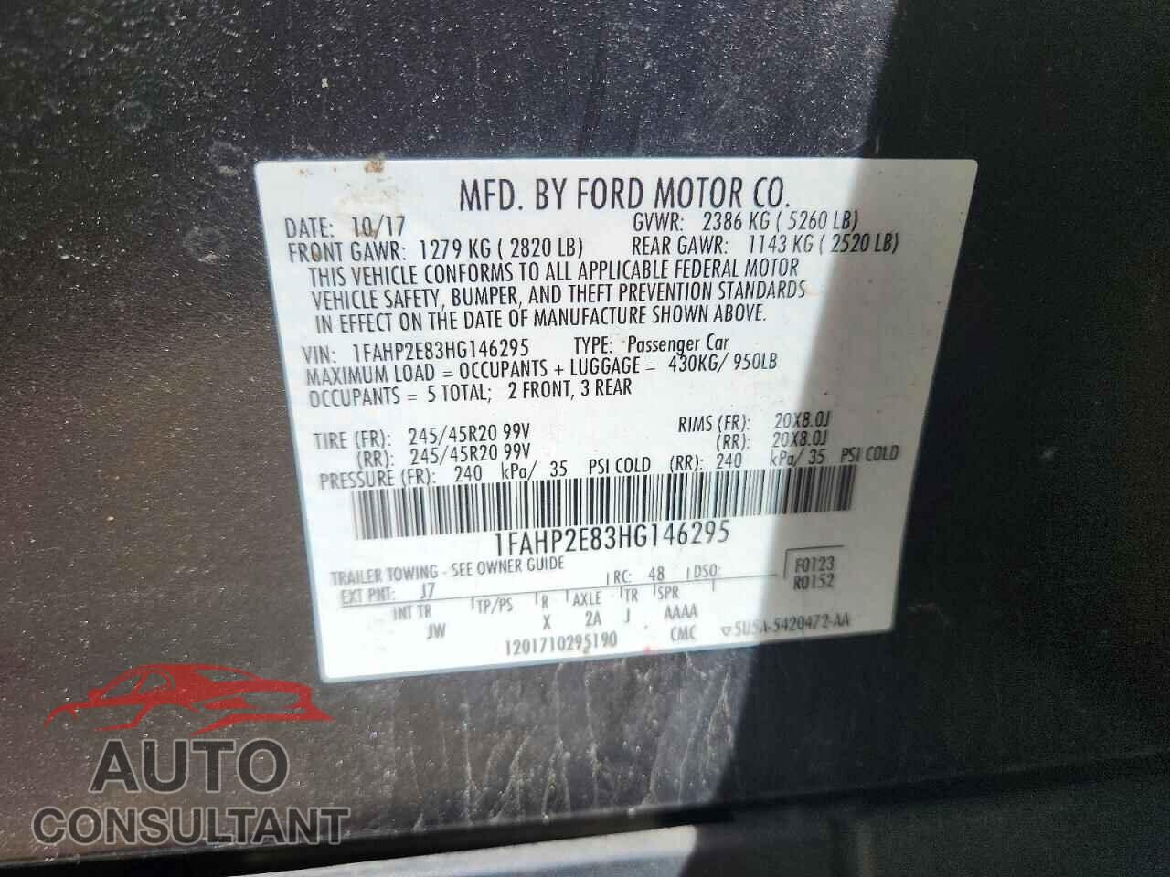 FORD TAURUS 2017 - 1FAHP2E83HG146295