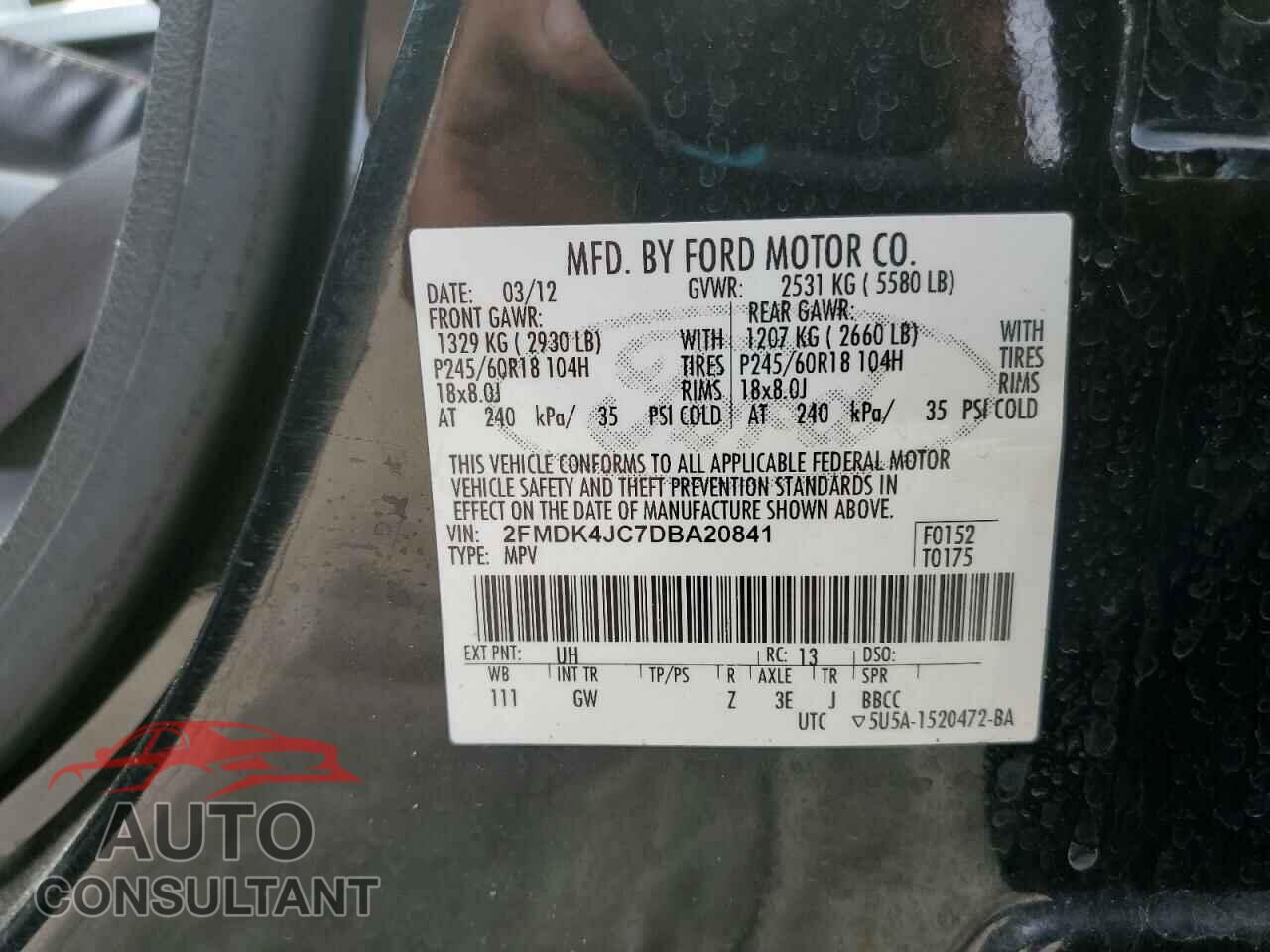 FORD EDGE 2013 - 2FMDK4JC7DBA20841