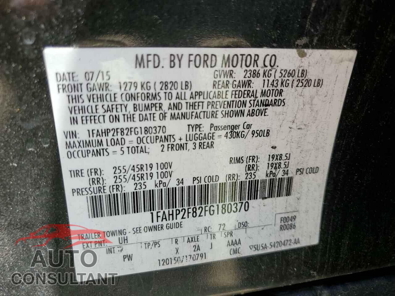 FORD TAURUS 2015 - 1FAHP2F82FG180370