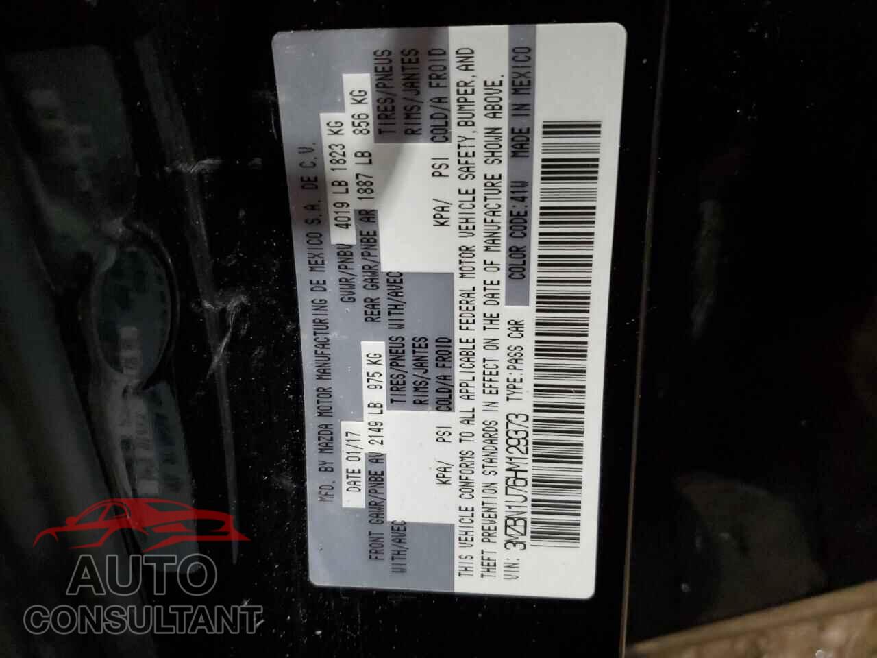 MAZDA 3 2017 - 3MZBN1U76HM129373