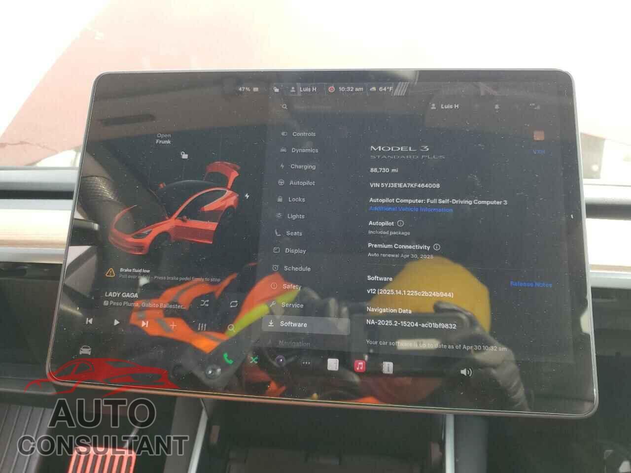 TESLA MODEL 3 2019 - 5YJ3E1EA7KF464008