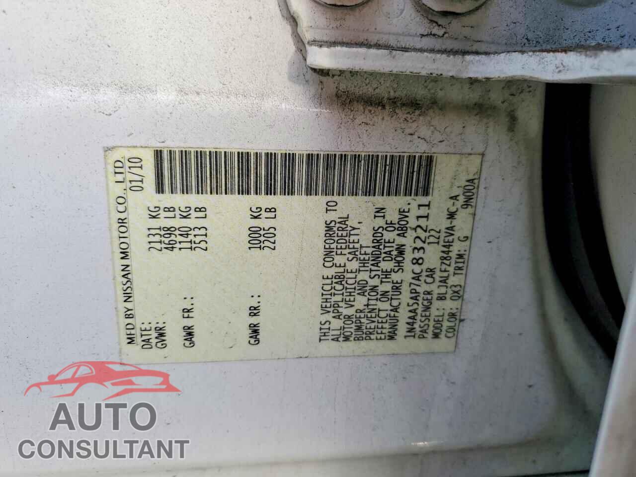 NISSAN MAXIMA 2010 - 1N4AA5AP7AC832211