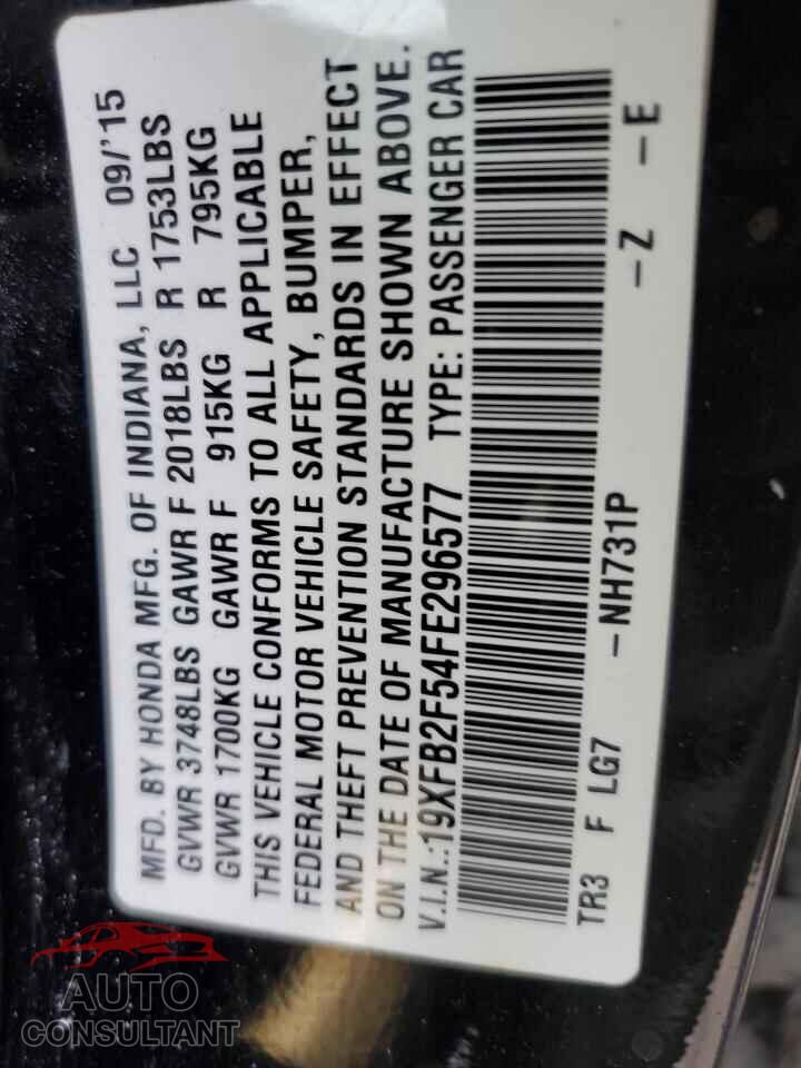 HONDA CIVIC 2015 - 19XFB2F54FE296577