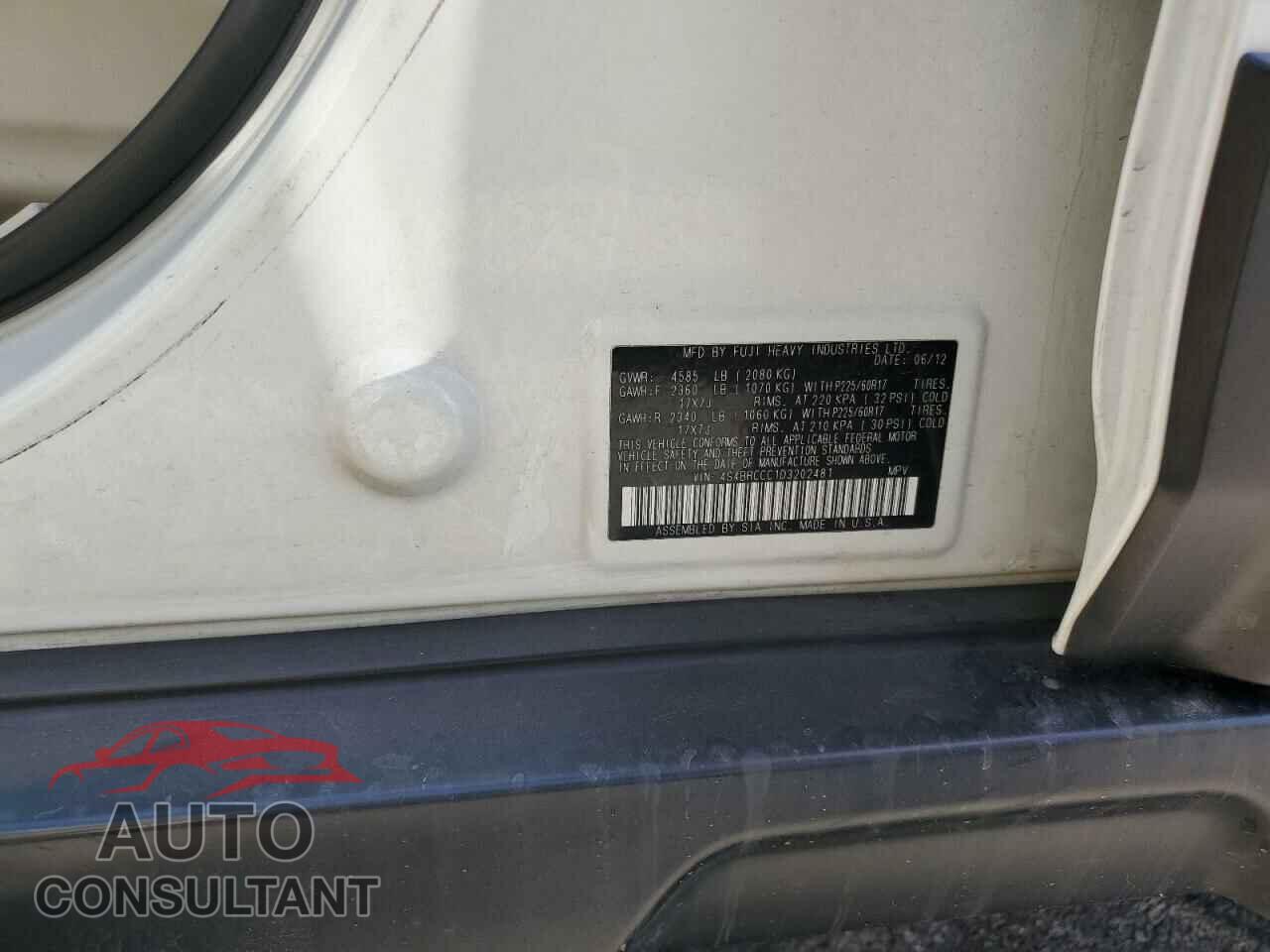 SUBARU OUTBACK 2013 - 4S4BRCCC1D3202481