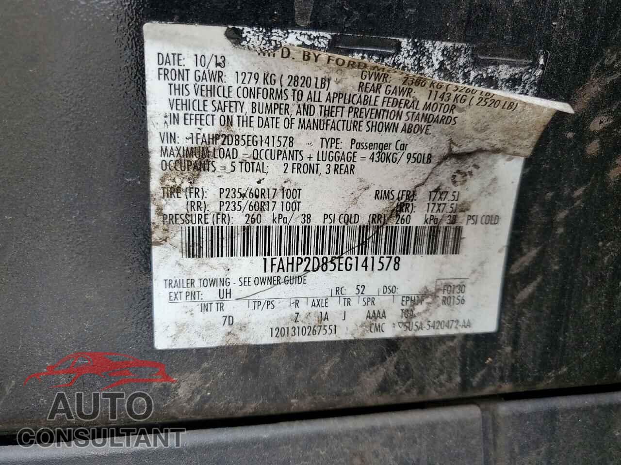 FORD TAURUS 2014 - 1FAHP2D85EG141578