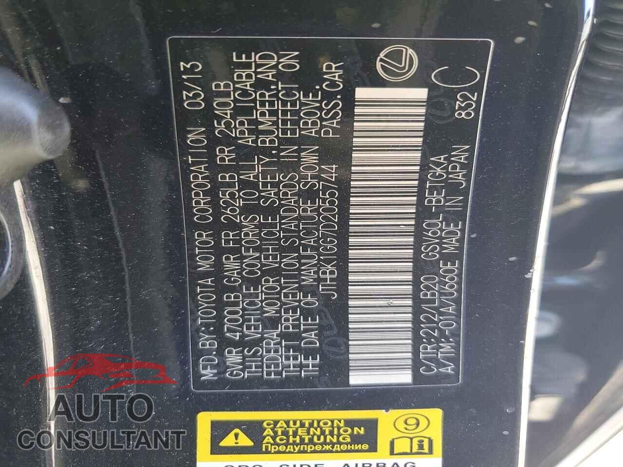LEXUS ES350 2013 - JTHBK1GG7D2055744