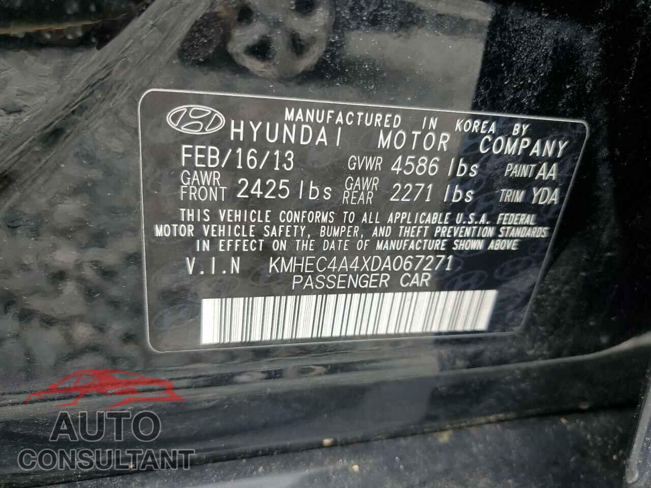 HYUNDAI SONATA 2013 - KMHEC4A4XDA067271