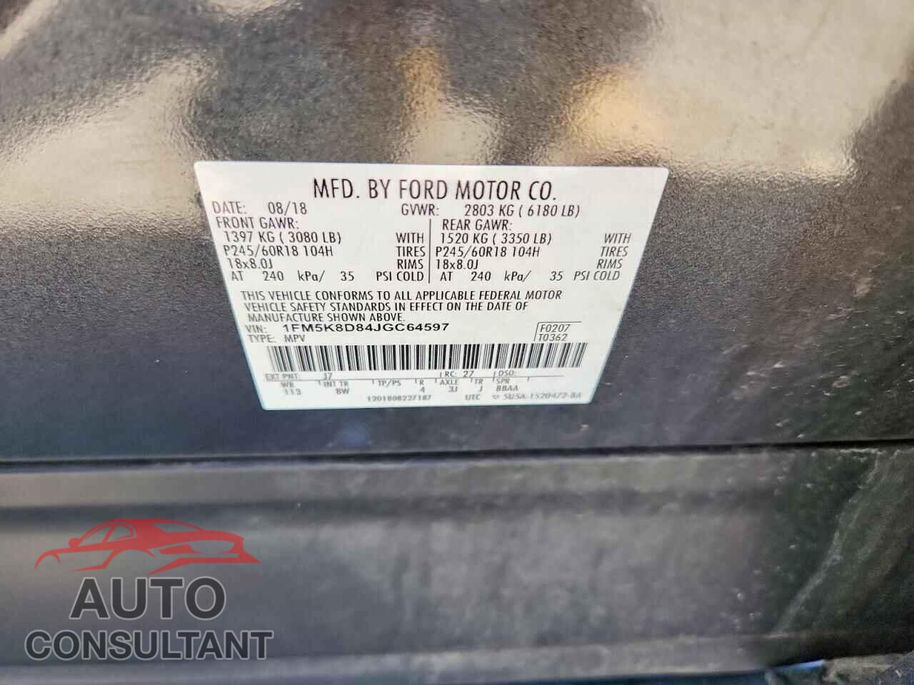 FORD EXPLORER 2018 - 1FM5K8D84JGC64597