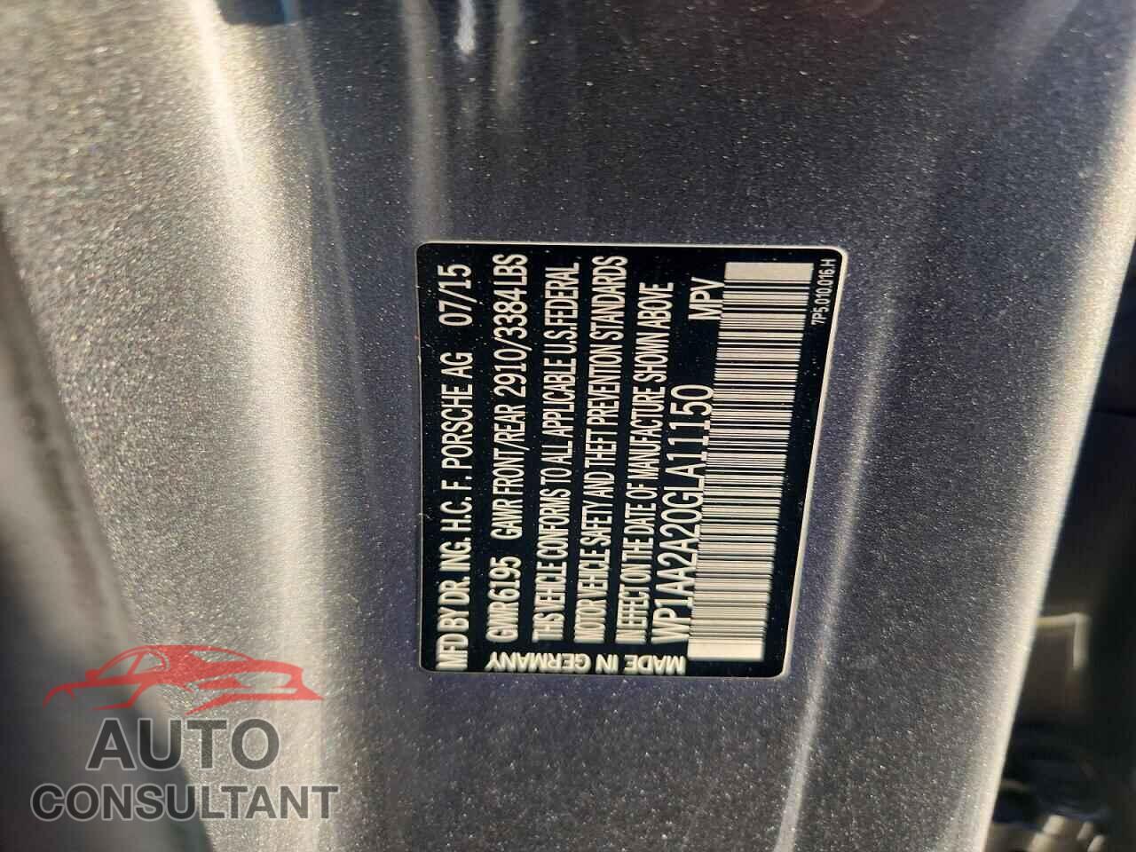 PORSCHE CAYENNE 2016 - WP1AA2A20GLA11150