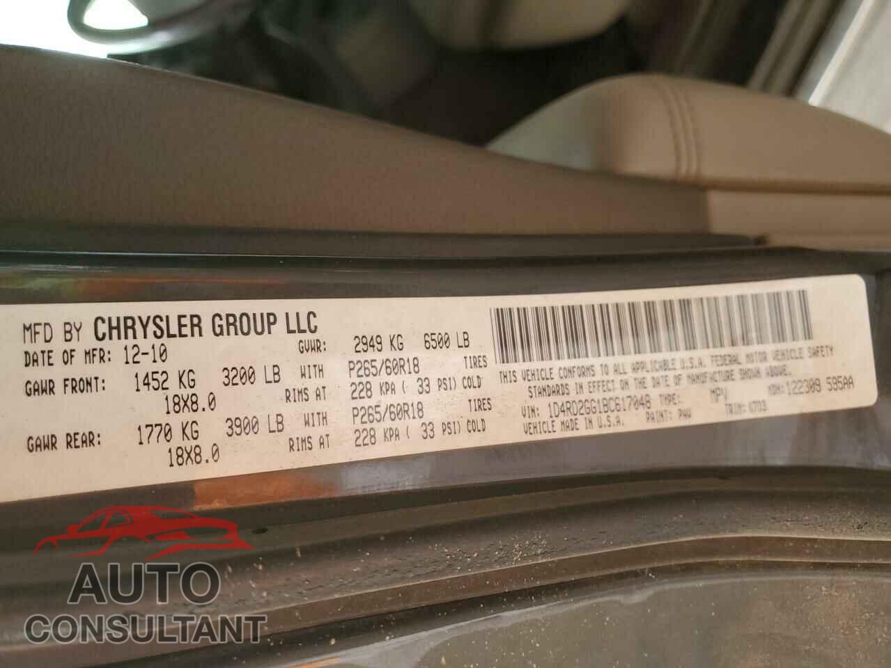 DODGE DURANGO 2011 - 1D4RD2GG1BC617048