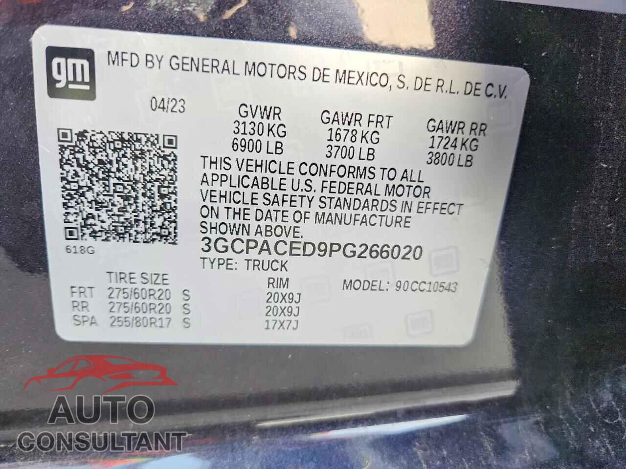 CHEVROLET SILVERADO 2023 - 3GCPACED9PG266020