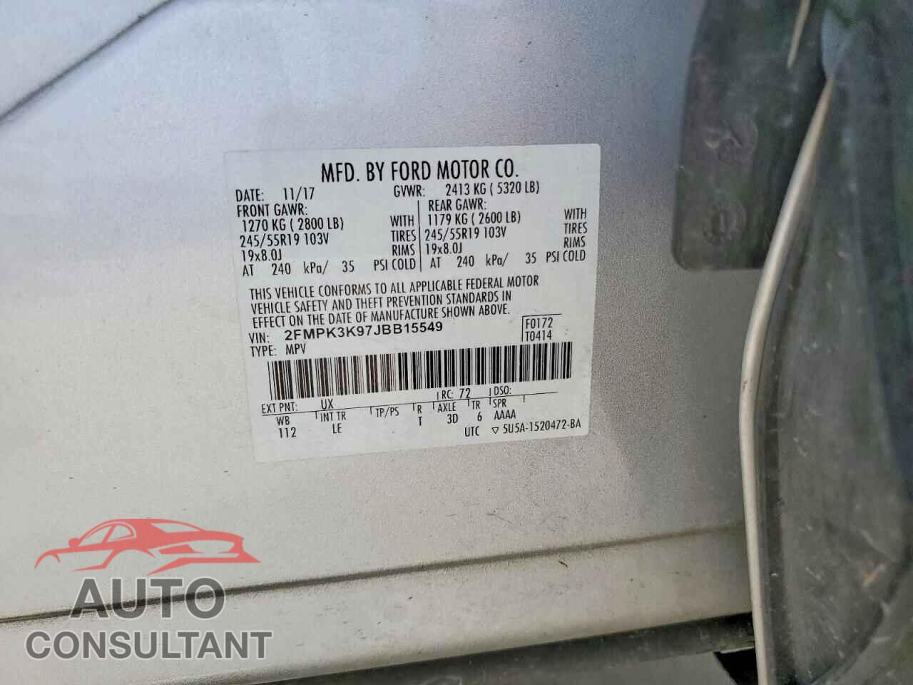 FORD EDGE 2018 - 2FMPK3K97JBB15549