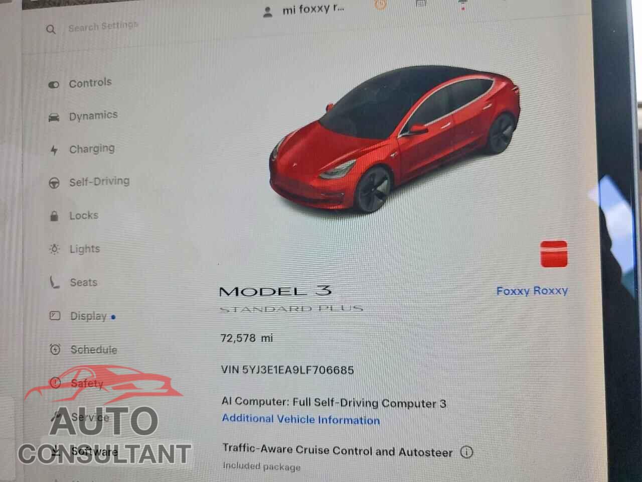 TESLA MODEL 3 2020 - 5YJ3E1EA9LF706685