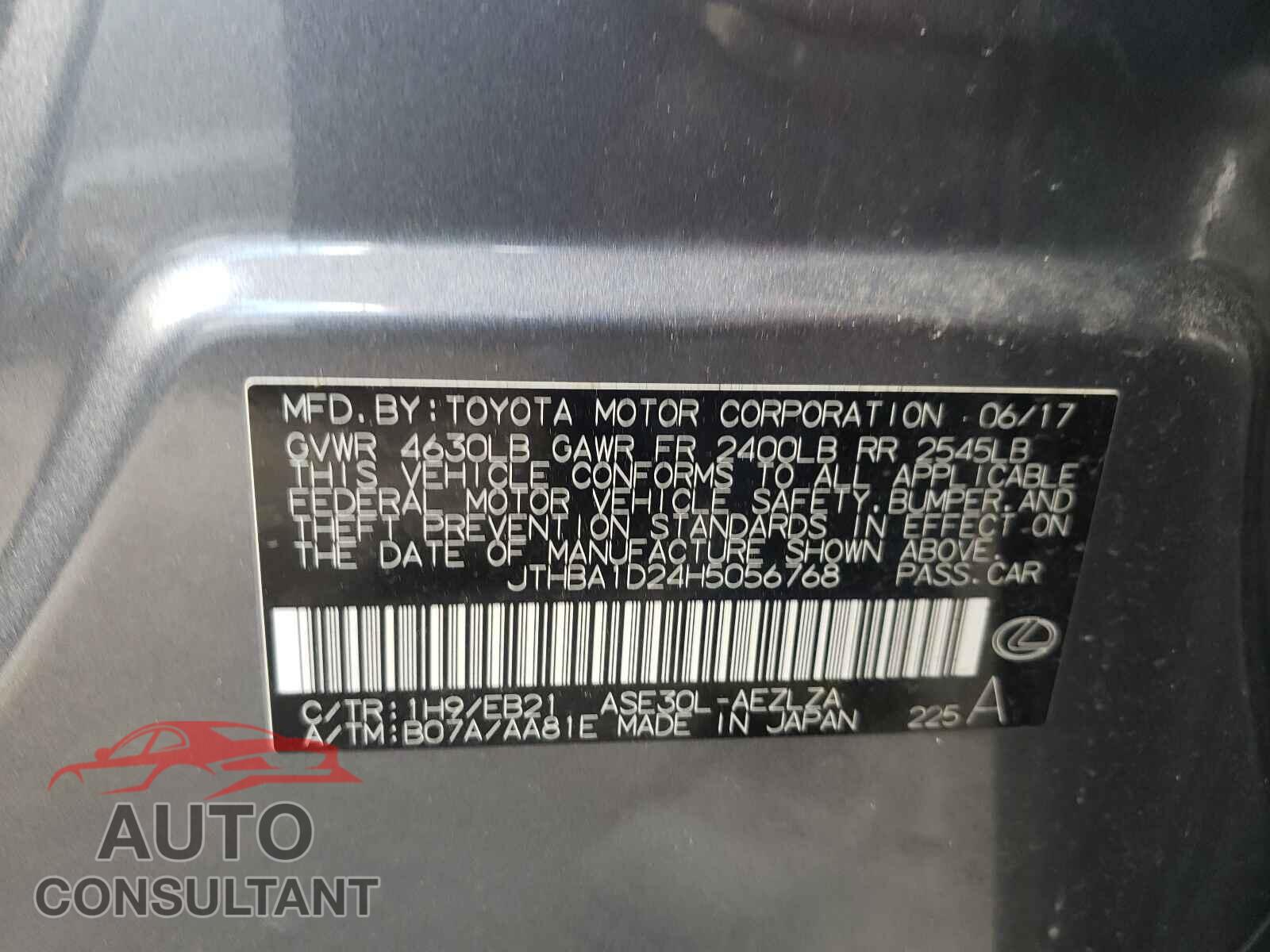 LEXUS IS 2017 - JTHBA1D24H5056768