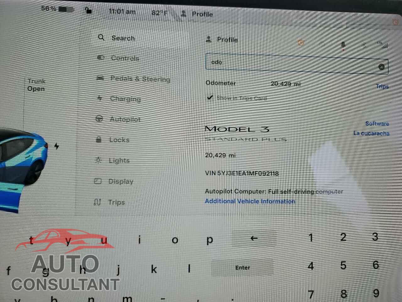 TESLA MODEL 3 2021 - 5YJ3E1EA1MF092118