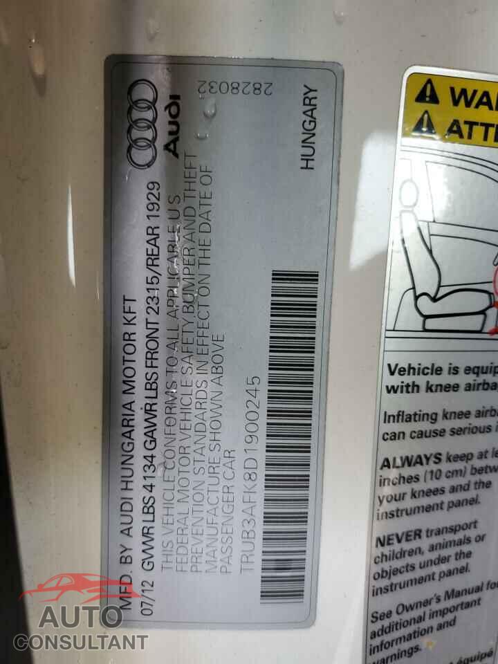 AUDI TT 2013 - TRUB3AFK8D1900245