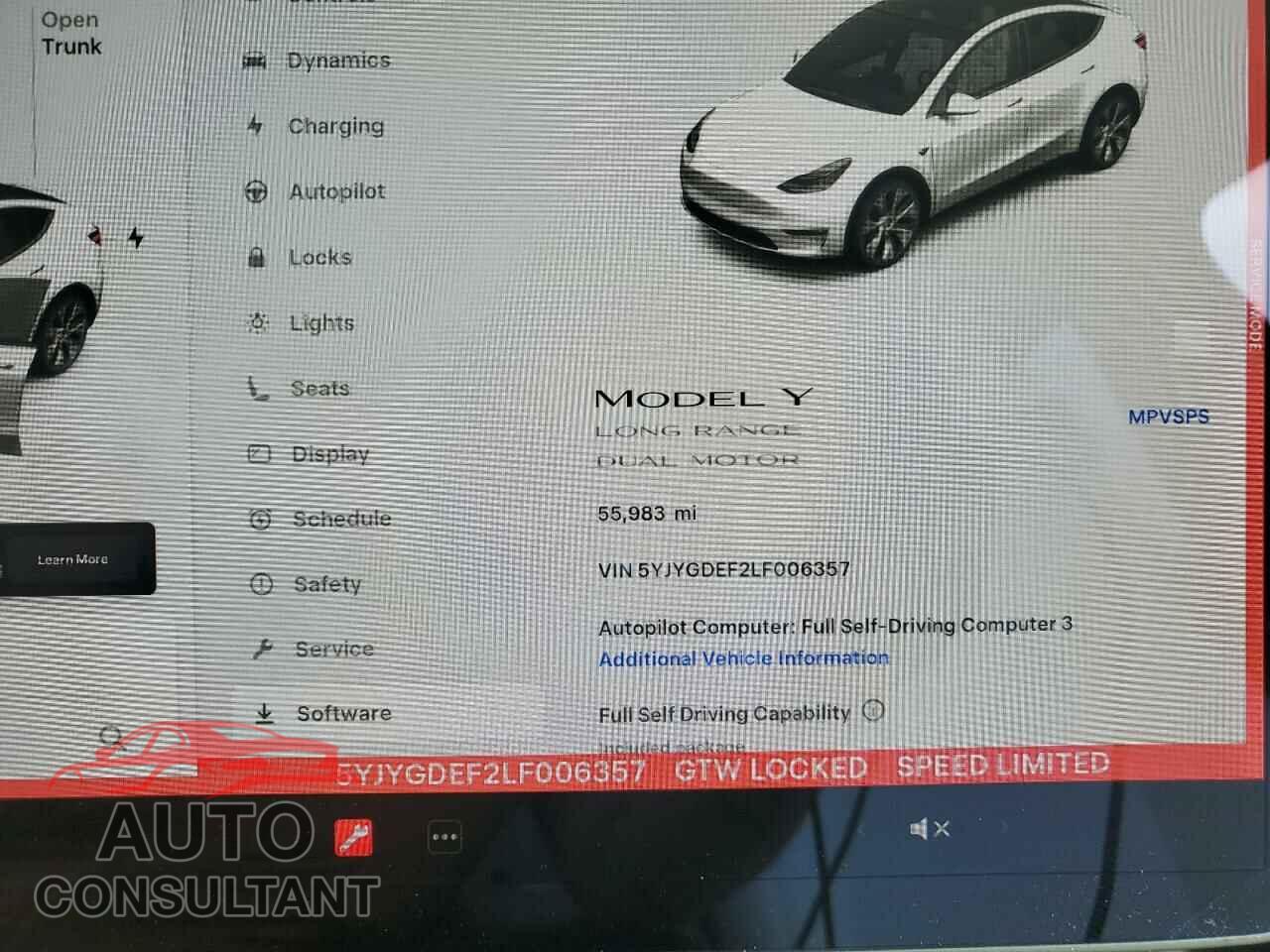 TESLA MODEL Y 2020 - 5YJYGDEF2LF006357
