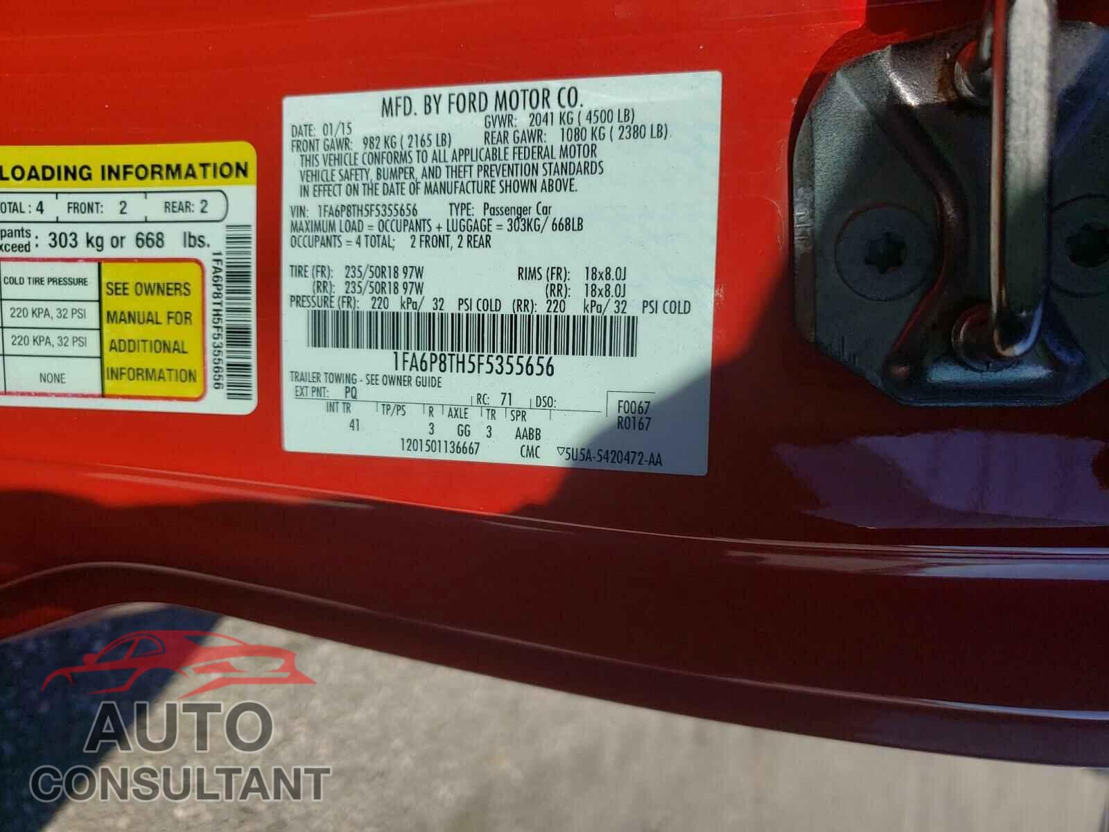 FORD MUSTANG 2015 - 1FA6P8TH5F5355656