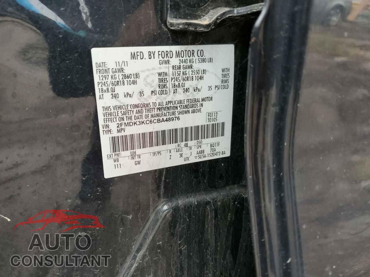 FORD EDGE 2012 - 2FMDK3KC6CBA48976
