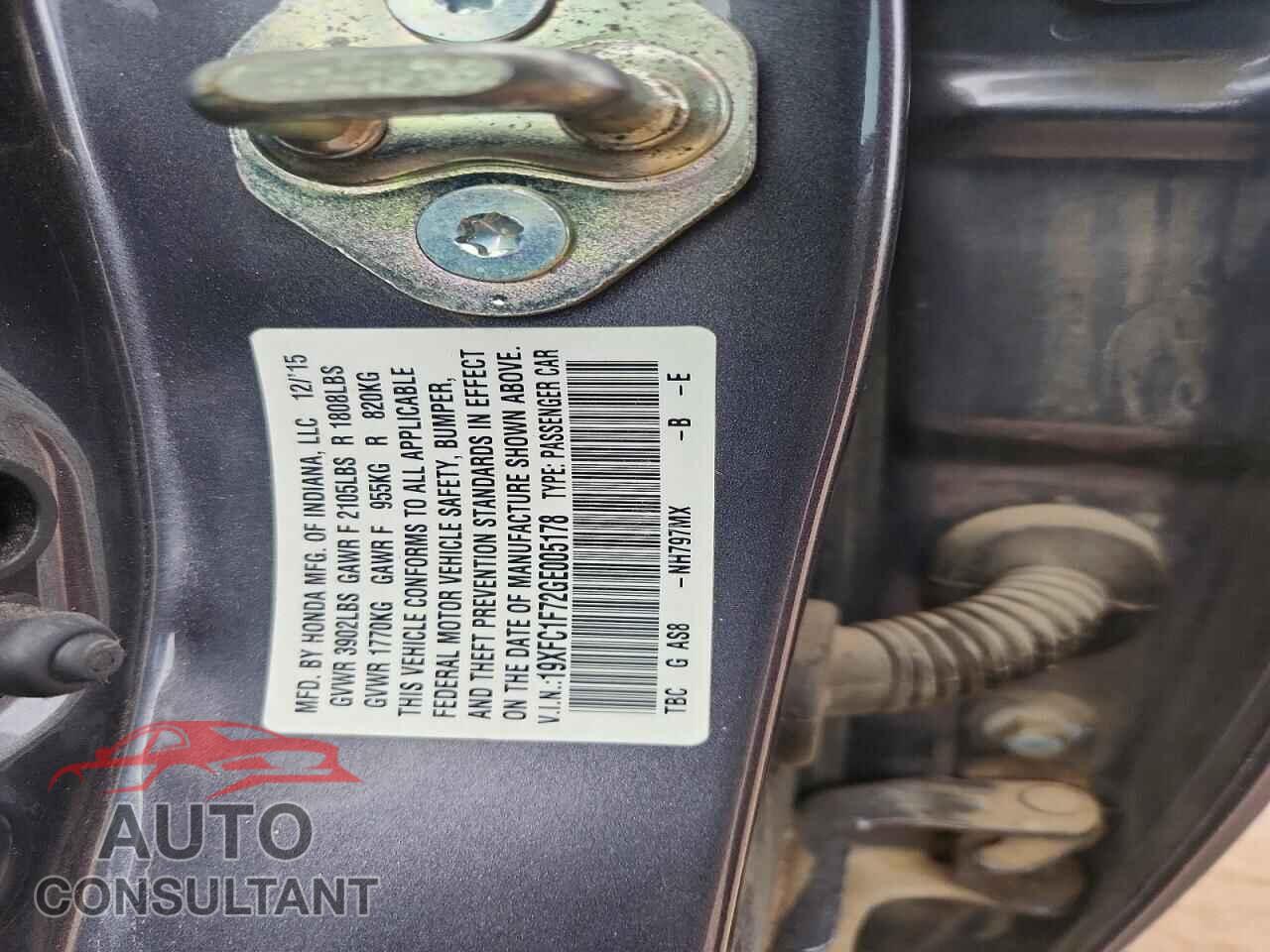 HONDA CIVIC 2016 - 19XFC1F72GE005178
