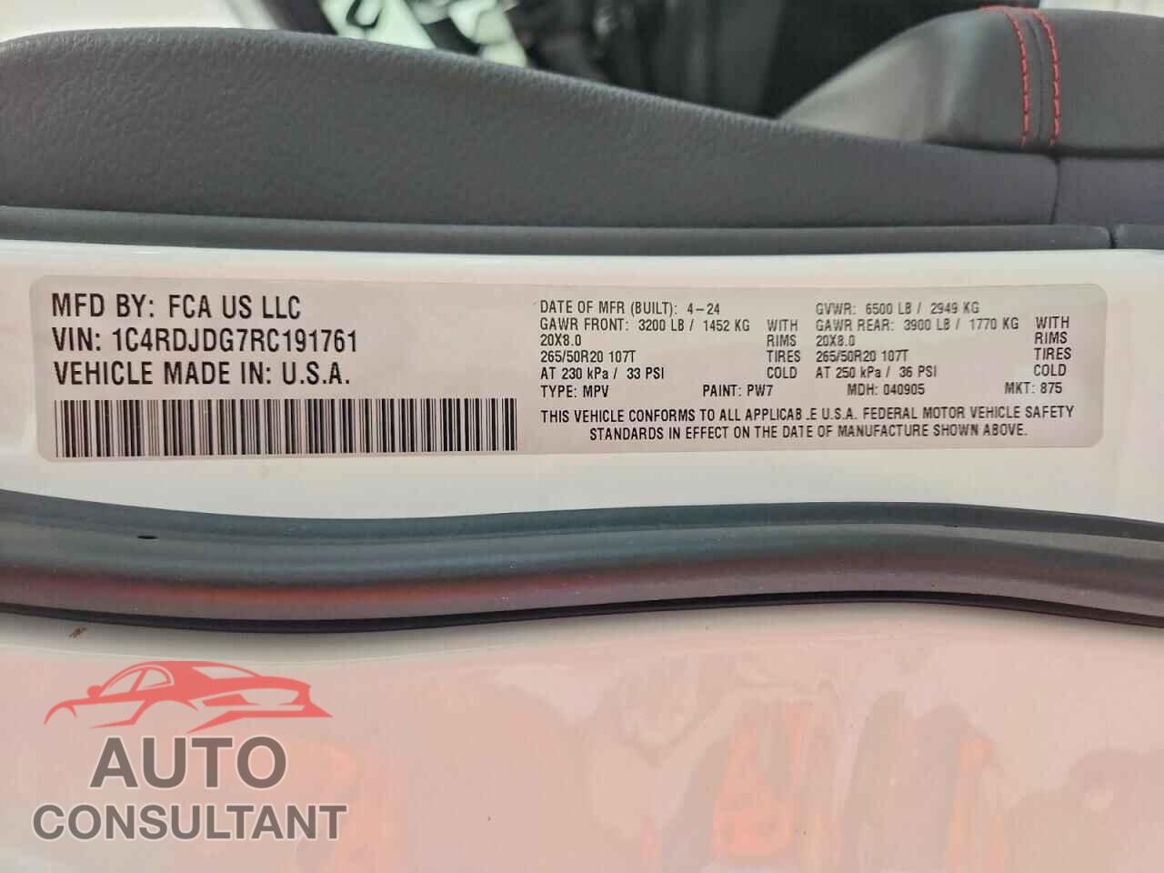 DODGE DURANGO 2024 - 1C4RDJDG7RC191761