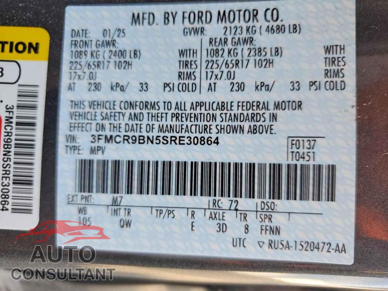 FORD BRONCO 2025 - 3FMCR9BN5SRE30864