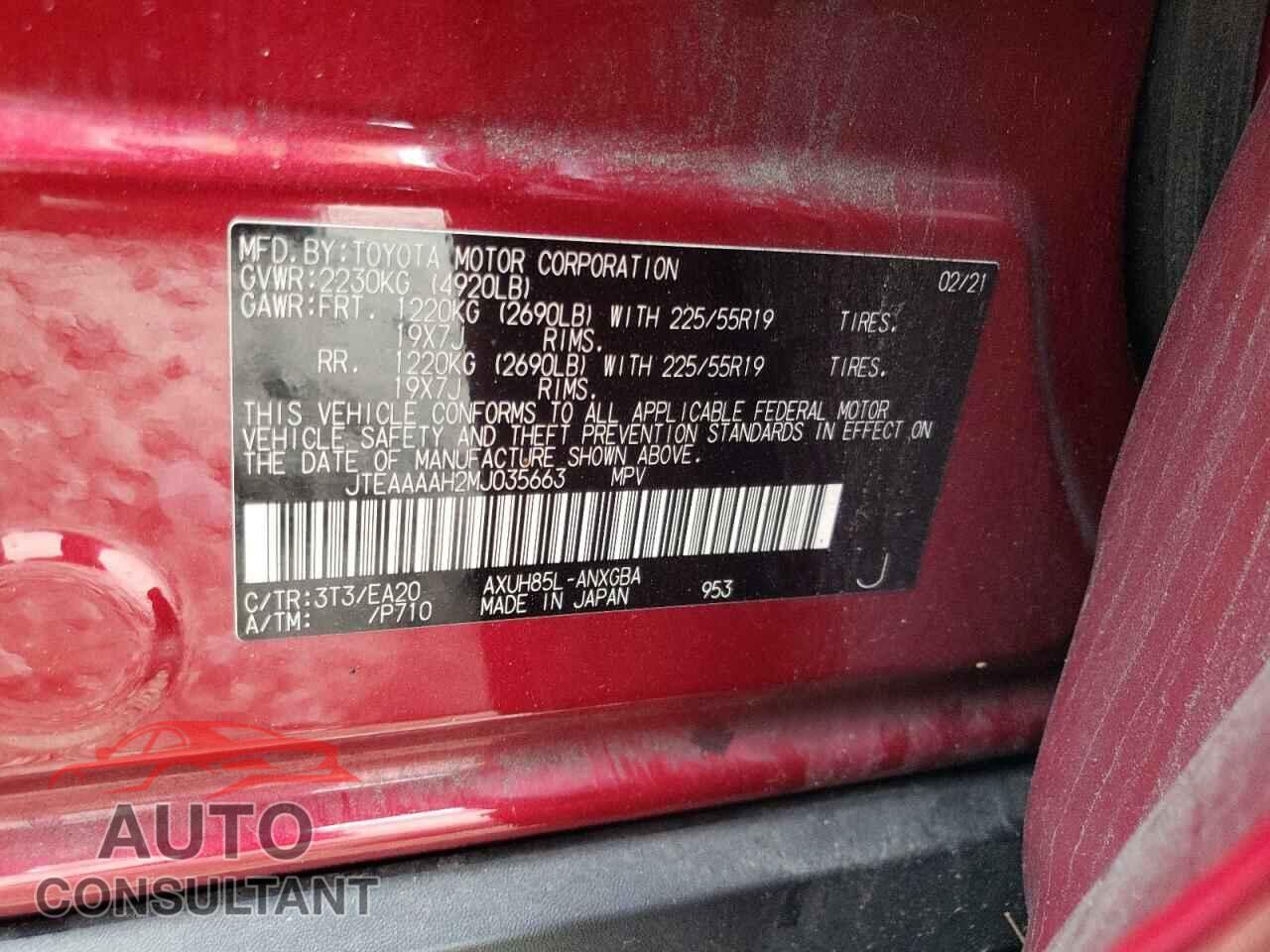 TOYOTA VENZA 2021 - JTEAAAAH2MJ035663