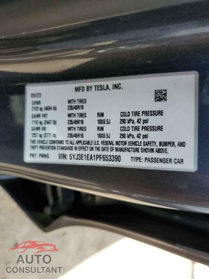 TESLA MODEL 3 2023 - 5YJ3E1EA1PF653390