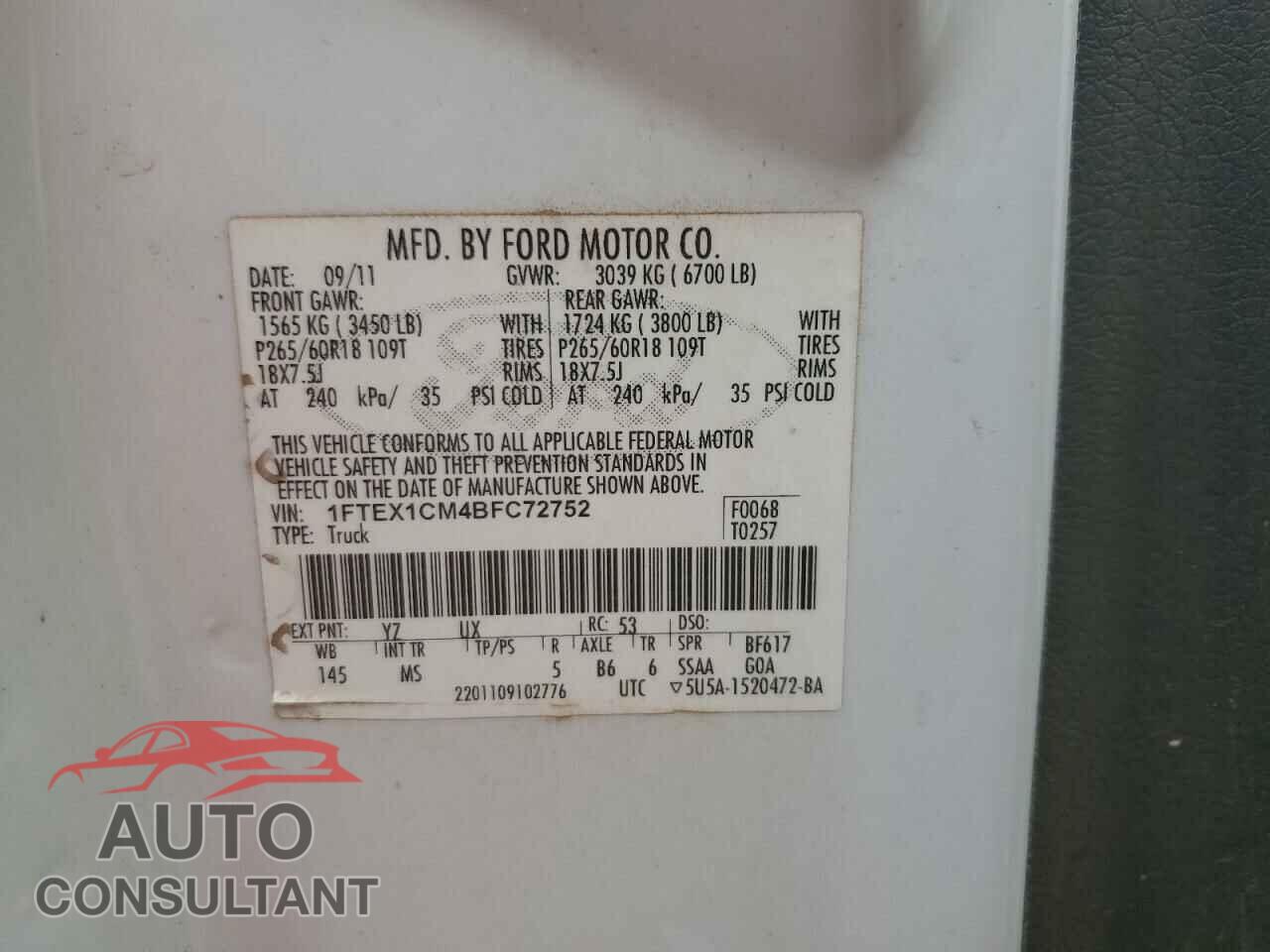 FORD F-150 2011 - 1FTEX1CM4BFC72752