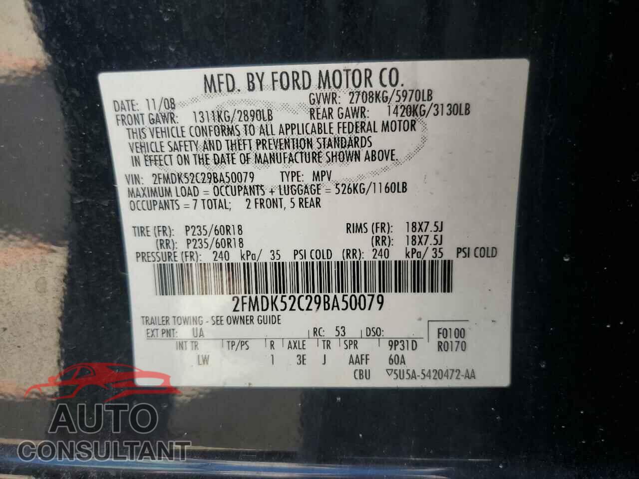 FORD FLEX 2009 - 2FMDK52C29BA50079