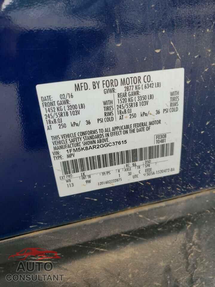 FORD EXPLORER 2016 - 1FM5K8AR2GGC37615