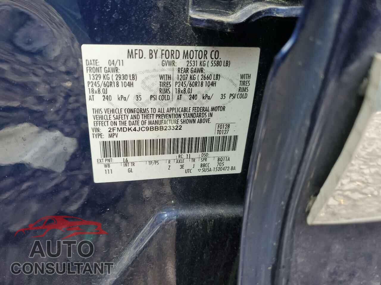FORD EDGE 2011 - 2FMDK4JC9BBB23322