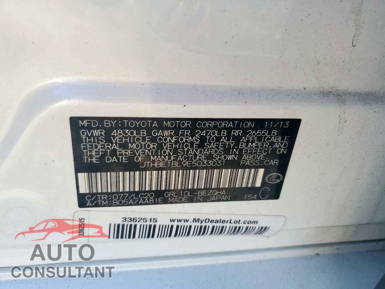 LEXUS GS350 2014 - JTHBE1BL9E5033031