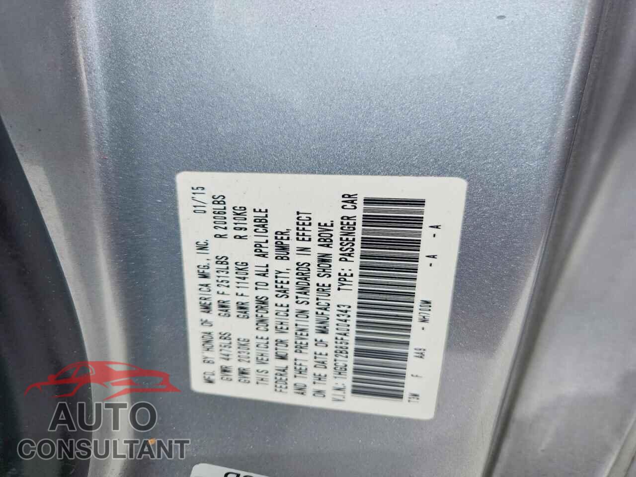 HONDA ACCORD 2015 - 1HGCT2B85FA004343