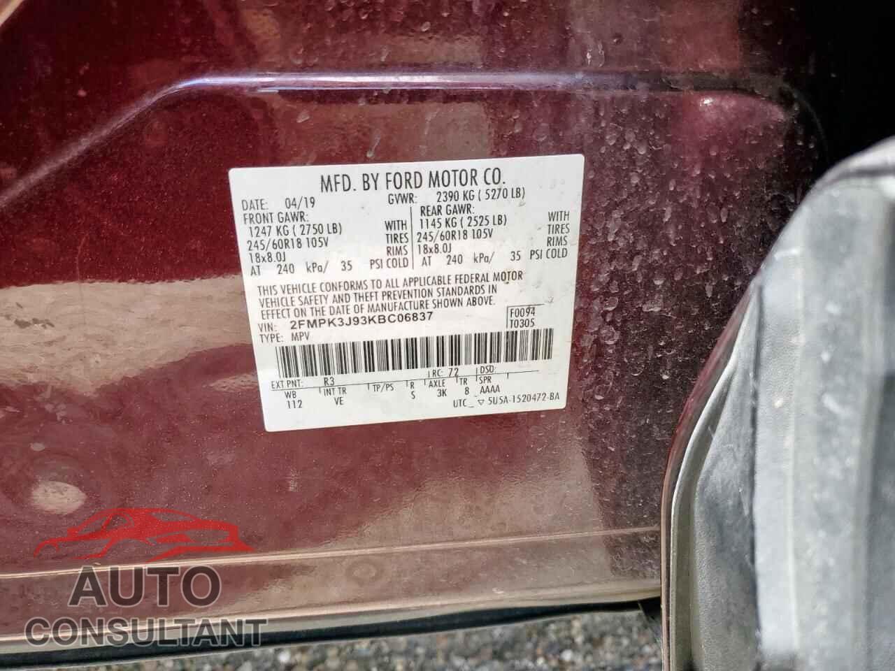FORD EDGE 2019 - 2FMPK3J93KBC06837