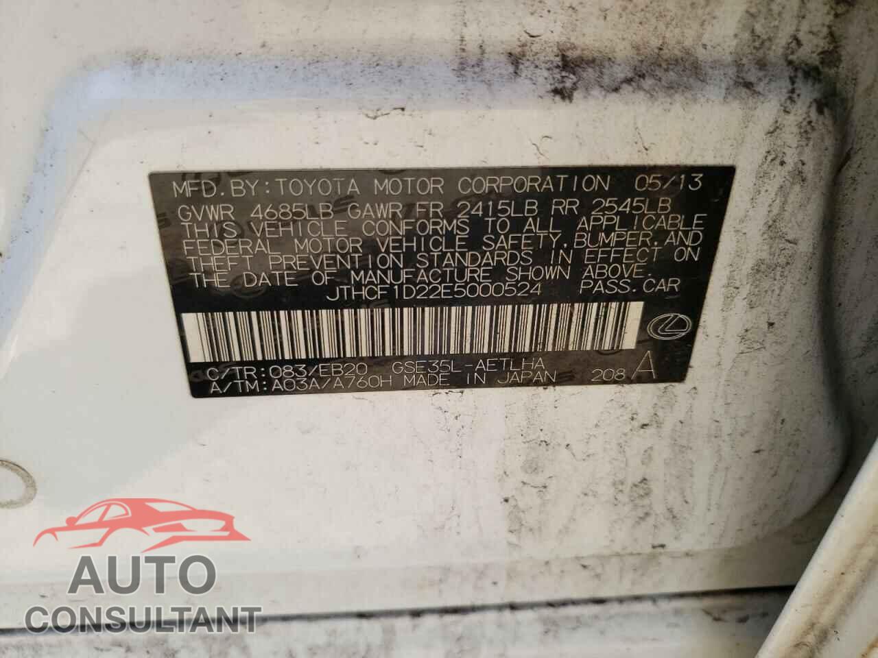 LEXUS IS 2014 - JTHCF1D22E5000524