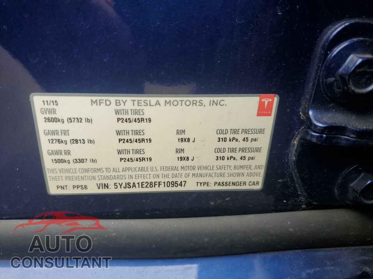 TESLA MODEL S 2015 - 5YJSA1E28FF109547