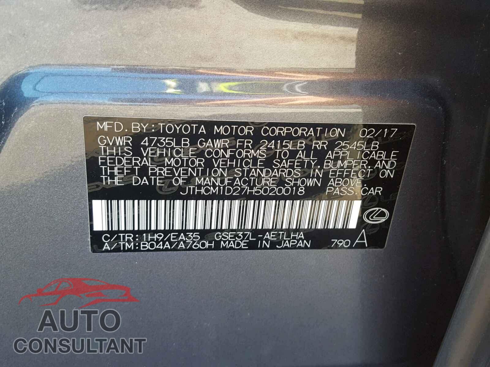 LEXUS IS 2017 - JTHCM1D27H5020018