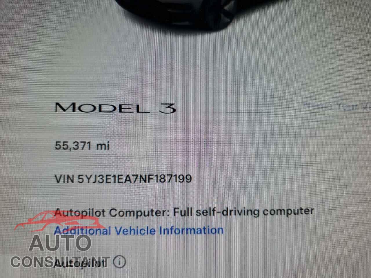 TESLA MODEL 3 2022 - 5YJ3E1EA7NF187199