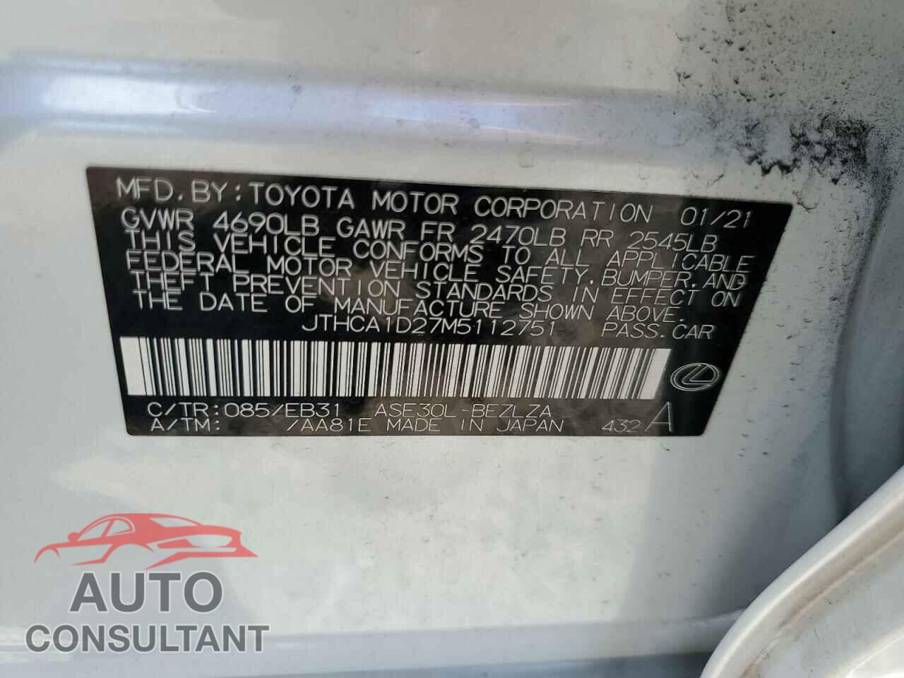LEXUS IS 2021 - JTHCA1D27M5112751