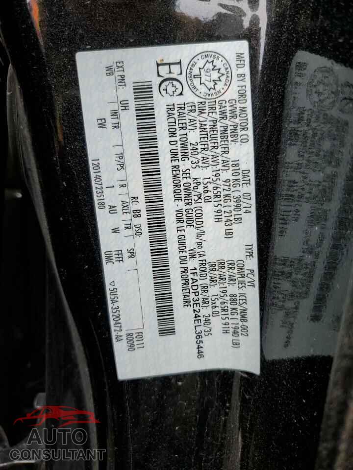 FORD FOCUS 2014 - 1FADP3E24EL365446