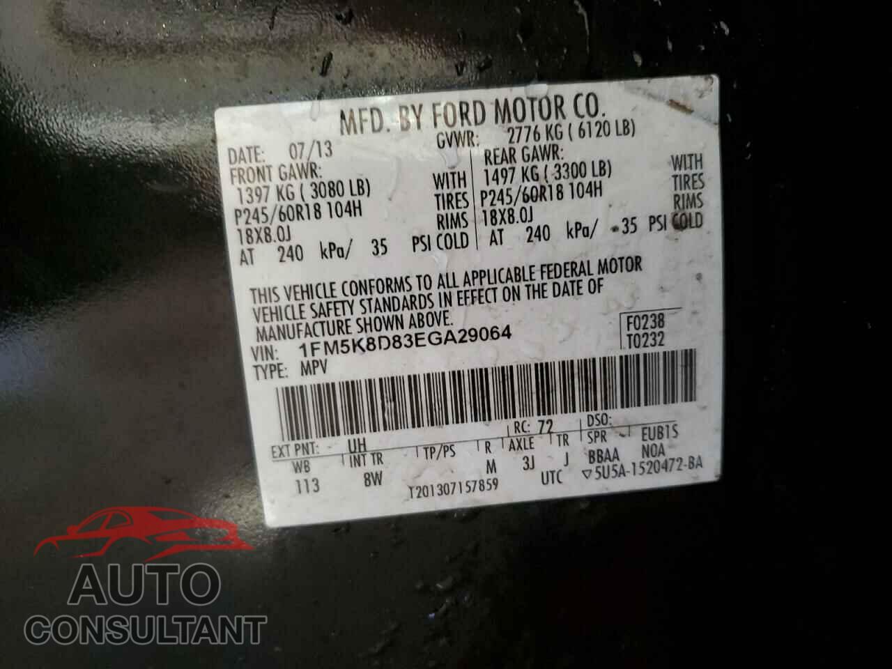 FORD EXPLORER 2014 - 1FM5K8D83EGA29064