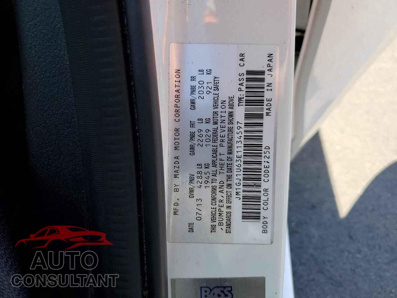 MAZDA 6 2014 - JM1GJ1U63E1134597