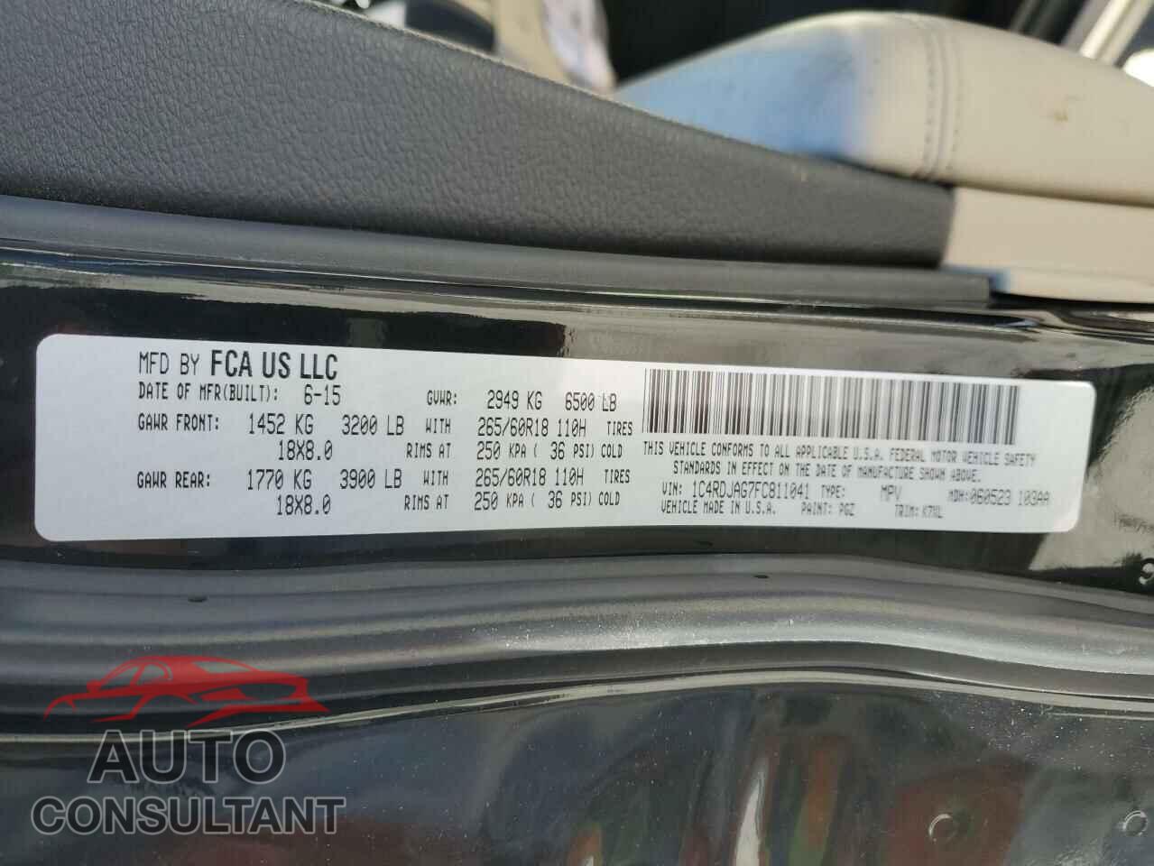 DODGE DURANGO 2015 - 1C4RDJAG7FC811041