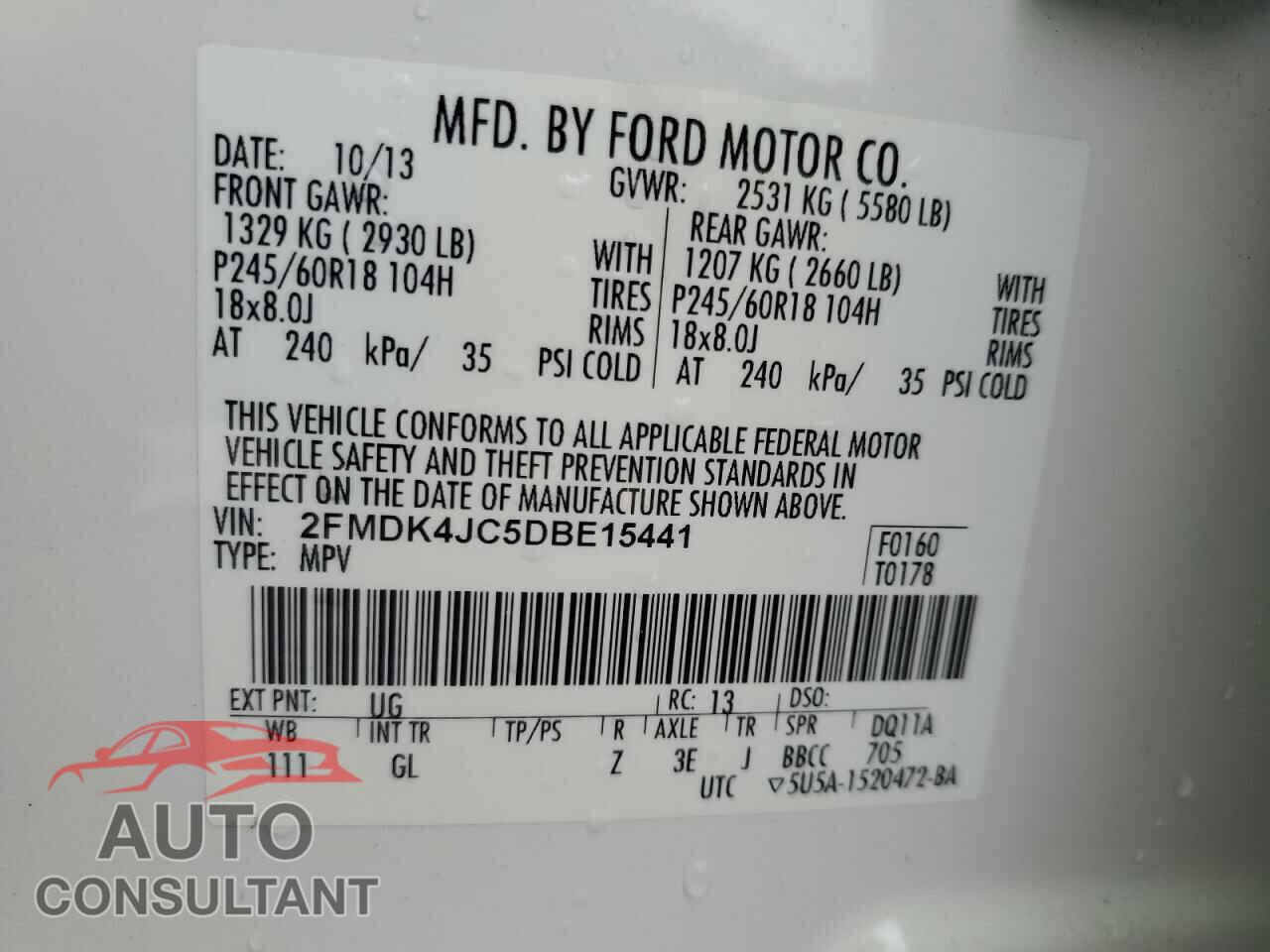 FORD EDGE 2013 - 2FMDK4JC5DBE15441
